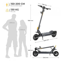Ausom Gosoul 2 Hulajnoga elektryczna, silnik 1100 W, akumulator 13 Ah 48 V, prędkość 20 km/h, zasięg 70 km - Ciemnoszary
