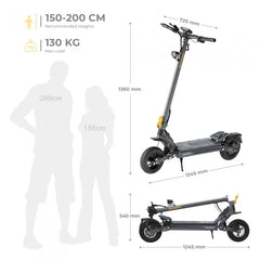 Ausom Gosoul 2 Hulajnoga elektryczna, silnik 1100 W, akumulator 13 Ah 48 V, prędkość 20 km/h, zasięg 70 km - Ciemnoszary